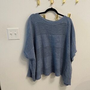Do Everything in Love Blue Knit Poncho